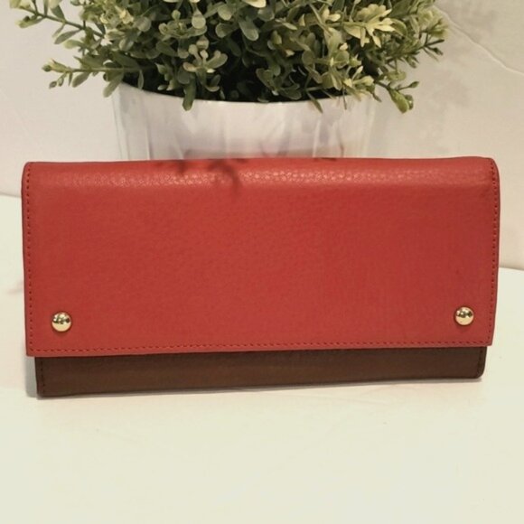 BANANA REPUBLIC Leather Red & Brown Wallet - Picture 1 of 14